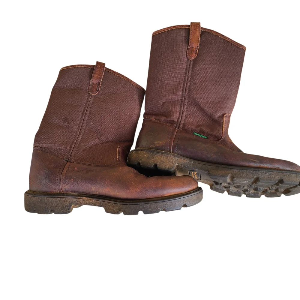 Georgia Boot Wellington Waterproof Dark Brown Leather Men's Boots 9.5.